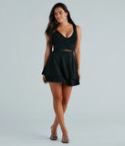 Give Me A Twirl Crepe Mesh Waist Skater Dress