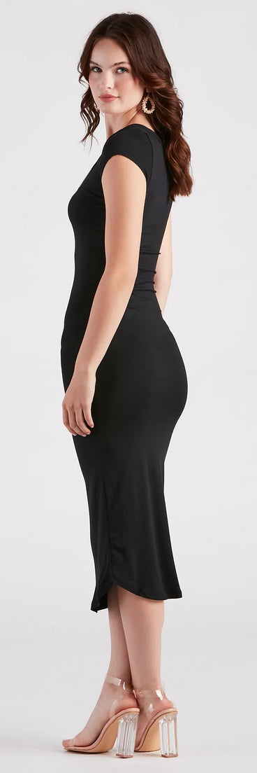 Iconic Basic Cap Sleeve Midi Dress