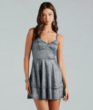 Cherished Shine Glitter Ruffled Skater Dress