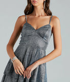 Cherished Shine Glitter Ruffled Skater Dress