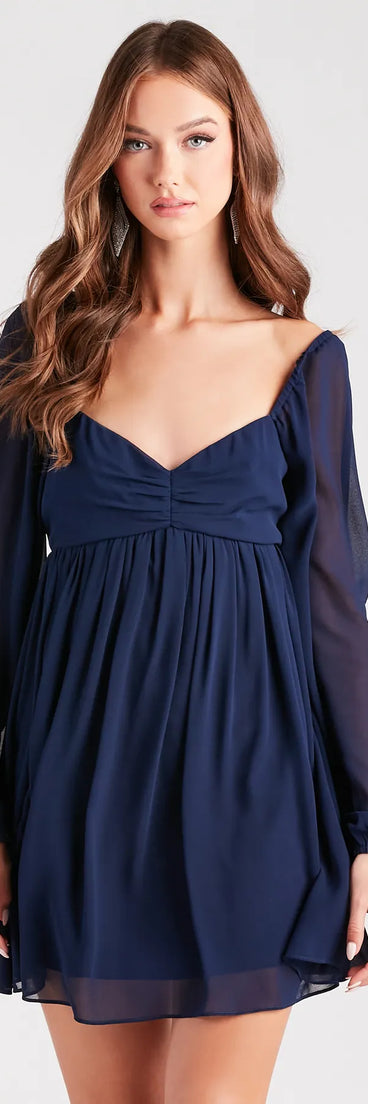 Flowy Feels Chiffon Long Sleeve Babydoll Dress