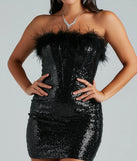 Sensational Shine Sequin Marabou Party Dress
