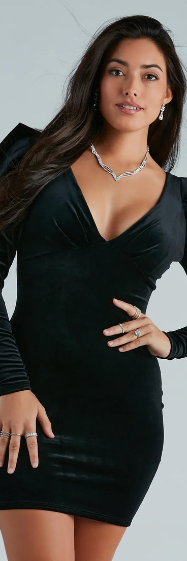 Romance Me Velvet Long Sleeve Mini Dress