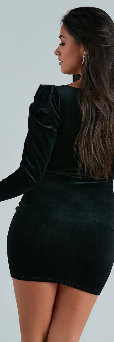 Romance Me Velvet Long Sleeve Mini Dress
