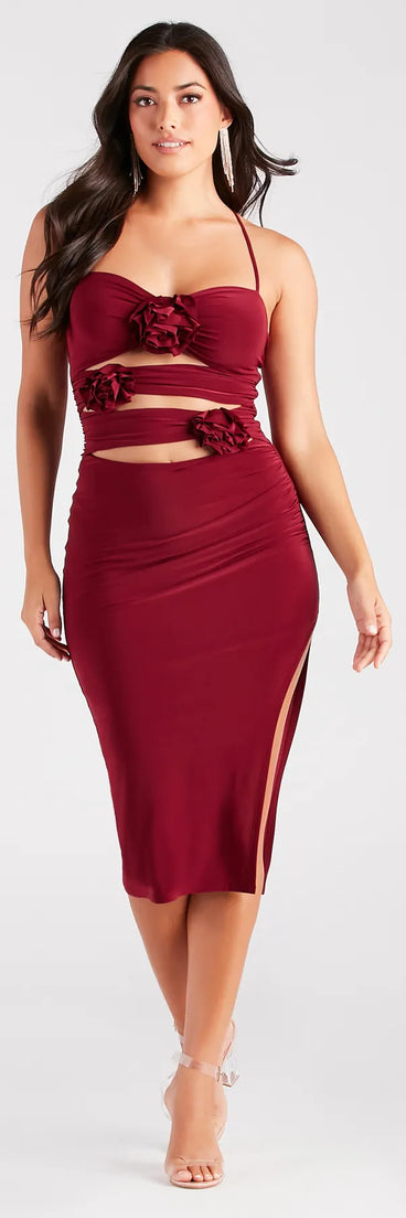 Rose So Sweet Halter Cutout Midi Dress