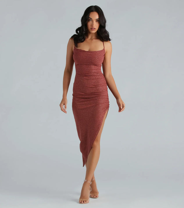 slim fit dress slacks Shimmer Cotton Crochet Sleeveless Midi Dress | A-Line Dress