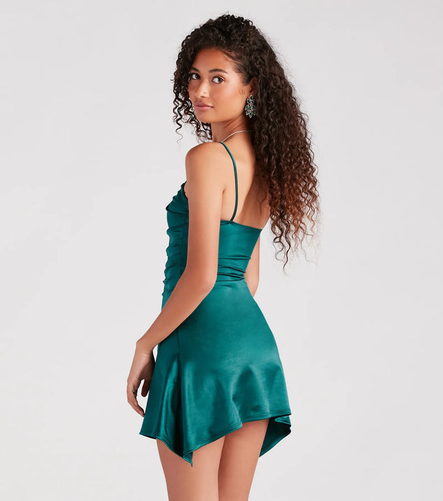 Satin a line mini dress online