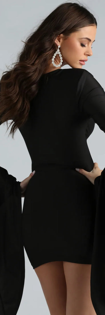 Dramatic Pause V-Neck Bell Sleeve Mini Dress