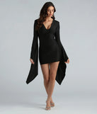 Dramatic Pause V-Neck Bell Sleeve Mini Dress
