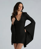 Dramatic Pause V-Neck Bell Sleeve Mini Dress