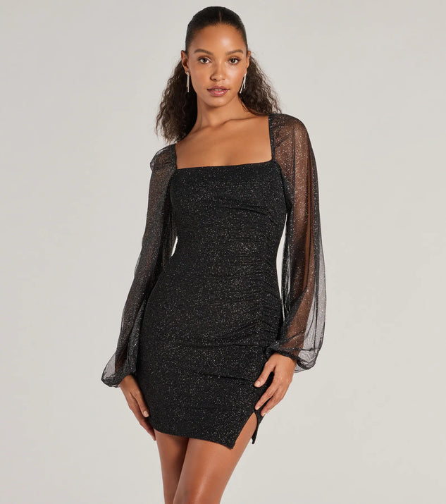 Shimmer Season Long Sleeve Glitter Mini Dress | Windsor Shimmer Season Long Sleeve Glitter Mini Dress | Windsor