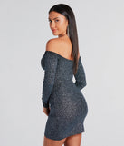 Stars Do Shine Glitter Off-The-Shoulder Mini Dress