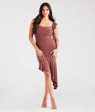Looking Lovely Cowl Ruffled Midi Dress