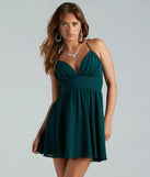 Revamp your 2025 wardrobe with this chic addition, the Dance The Night Chiffon Skater Dress in hunter green, perfect for elevating your style in the new year.