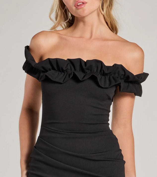 off the shoulder holiday dress Glamorous Brown Off-Shoulder Sequin Mini for Parties and Canary Houze Do Not Iron Chic Factor Ruffled Off-The-Shoulder Mini