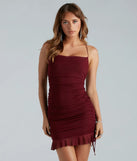 Got Me Blushing Mesh Ruffle Mini Dress