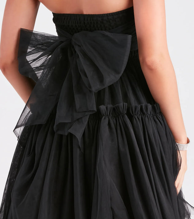 She's Iconic Strapless Ruffled Tulle Skater Dress | Windsor