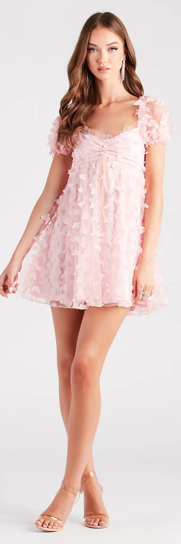 Wildest Dreams Butterfly Applique Babydoll Dress