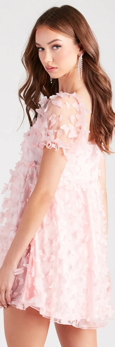 Wildest Dreams Butterfly Applique Babydoll Dress