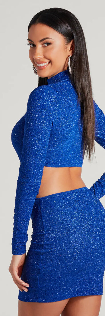 Flaunt your silhouette in the tight Sprinkling Shine Glitter Cutout Mini Dress in royal blue, a bodycon dress that empowers your look with bold style and effortless edge.