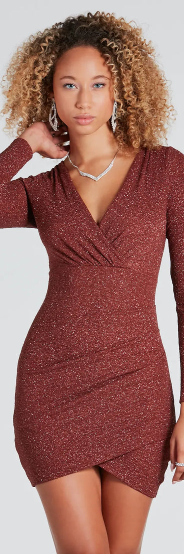 Raining Glitter V-Neck Mini Dress