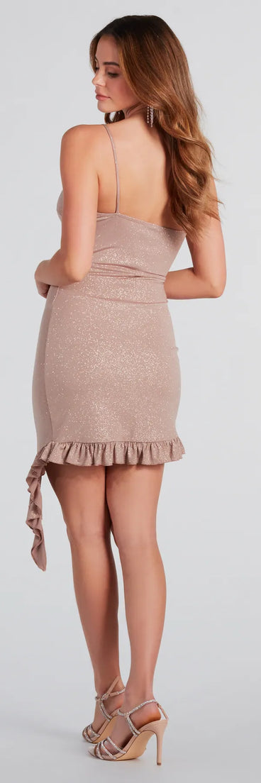 Too Fabulous Glitter Ruffle Mini Dress