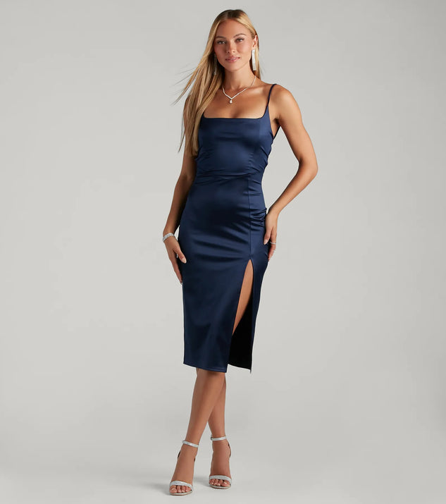 luxurious night satin midi dress Windsor Luxurious Night Satin Midi Dress