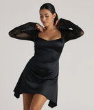 Date Night Vibes Mesh And Satin Short Dress, a stylish black short dress featuring modern details and a fresh seasonal hue, perfect for creating chic 2025 looks.