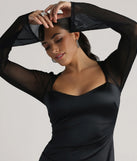 Revamp your 2025 wardrobe with this chic addition, the Date Night Vibes Mesh And Satin Short Dress in black, perfect for elevating your style in the new year.