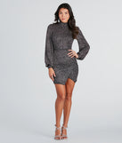 Always Celebration Glitter Mock Neck Mini Dress