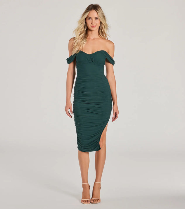Can't Help It Mesh Off-The-Shoulder Midi Dress | Windsor