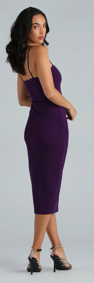 Attract Attention Crepe Ruffle Midi Dress