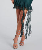 She's Glitzy Glitter Ruffled Mini Dress