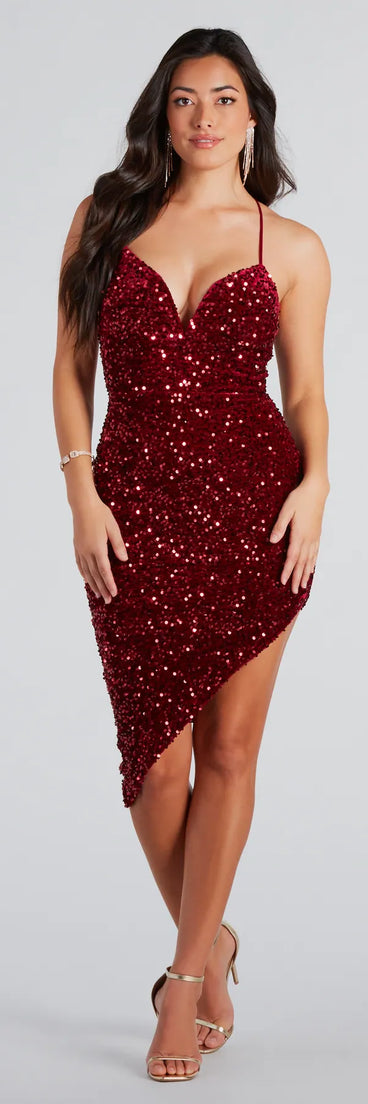 The Way You Sparkle Sequin Lace-Up Midi Dress