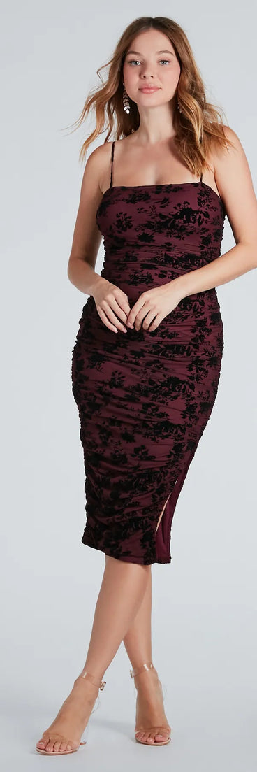 Date Night Chic Velvet Burnout Midi Dress