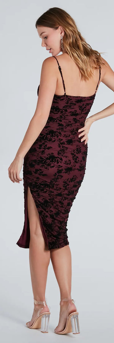 Date Night Chic Velvet Burnout Midi Dress