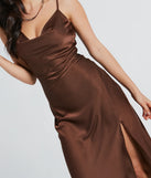 Classic Silky Satin High Slit Midi Dress