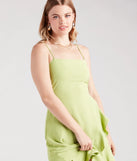 Divine Darling Square Neck Ruffle Mini Dress