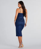 Own every entrance in the Dazzling Aurora Glitter Sleeveless Midi Dress, a navy blue party dress perfect for milestone birthdays and grad parties, or dancing through summer nights and unforgettable bachelorette celebrations.