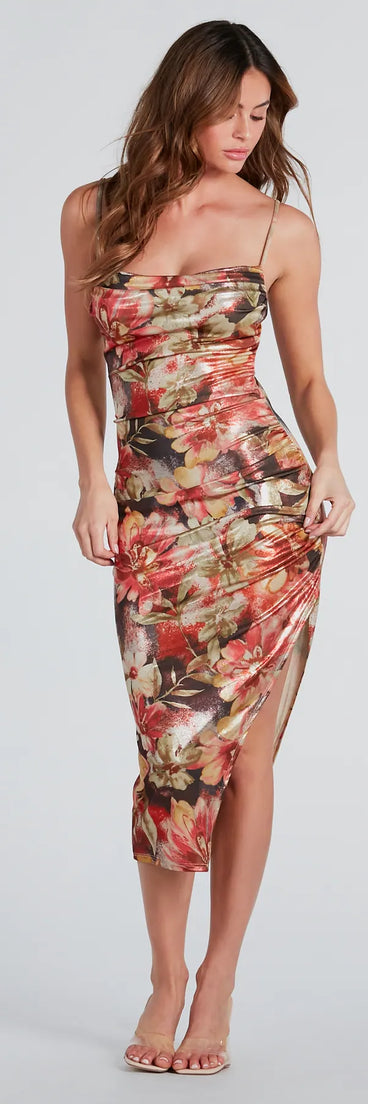 Best For Last Floral Metallic Midi Dress