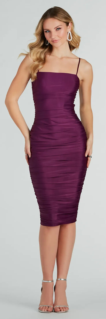Iconic Silhouette Ruched Bodycon Midi Dress