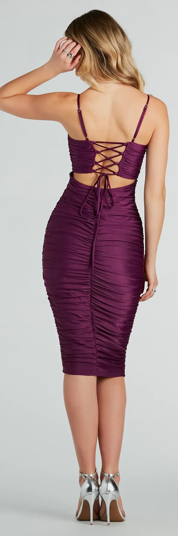 Iconic Silhouette Ruched Bodycon Midi Dress