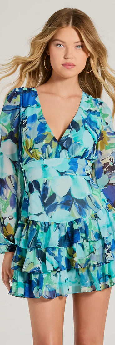 The Right Impression V-Neck Floral Ruffle Skater Dress is a casual dress for more than special occasions with a fitted or flowy silhouette and accents in the most recent trends!