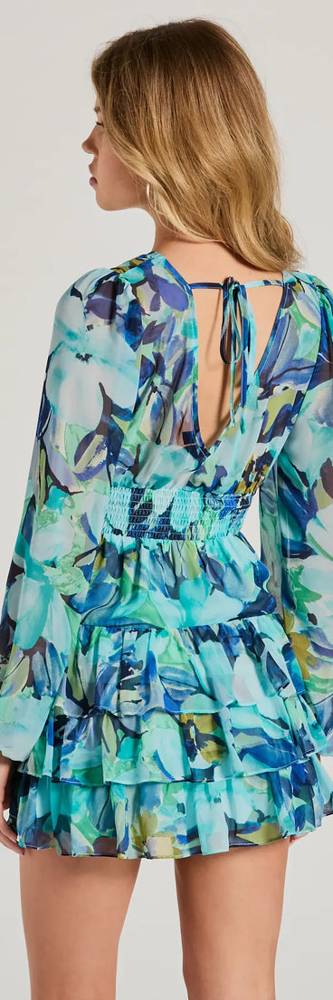 The Right Impression V-Neck Floral Ruffle Skater Dress is a casual dress for more than special occasions with a fitted or flowy silhouette and accents in the most recent trends!