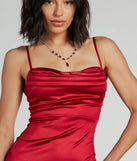 Revamp your 2025 wardrobe with this chic addition, the Feeling Luxurious A-Line Satin Midi Dress in red, perfect for elevating your style in the new year.