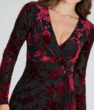 Vision In Velvet Pattern V-Neck Tie Mini Dress, a trendy black mini dress featuring modern details and a fresh seasonal hue, perfect for creating chic 2025 looks.