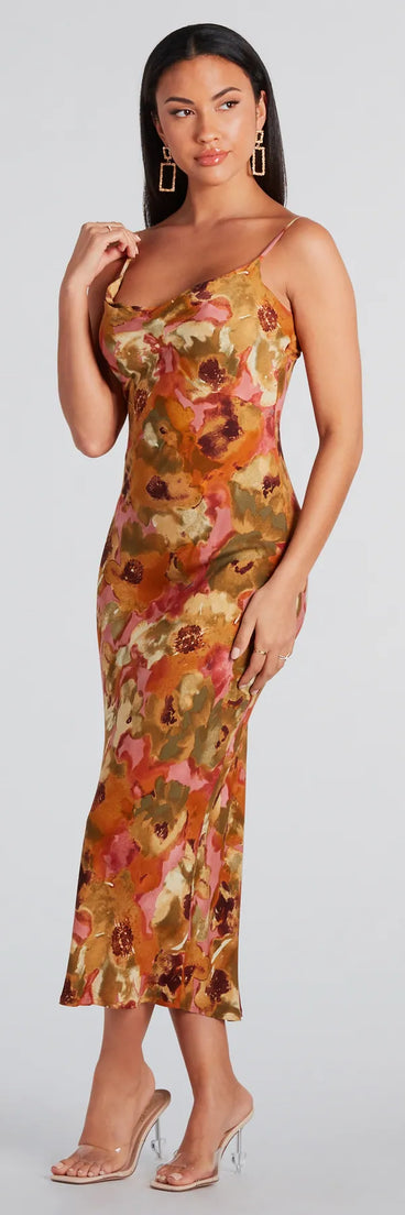 Simply Fine In Floral A-Line Midi Dress