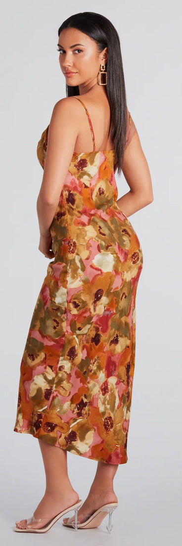 Simply Fine In Floral A-Line Midi Dress