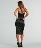 All Kinds Of Chic Satin Faux Corset Midi Dress