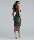 Boho Chic Paisley Mesh Ruched Midi Dress